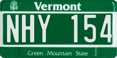 VT license plate NHY154