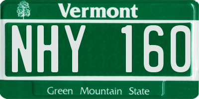 VT license plate NHY160