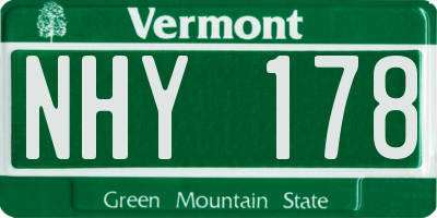 VT license plate NHY178