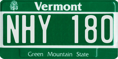 VT license plate NHY180
