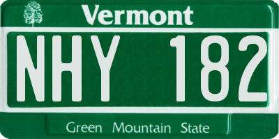 VT license plate NHY182