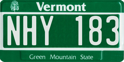 VT license plate NHY183