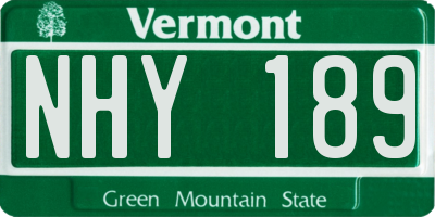 VT license plate NHY189