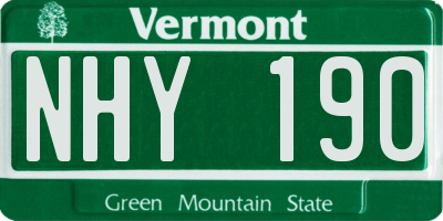 VT license plate NHY190
