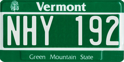 VT license plate NHY192