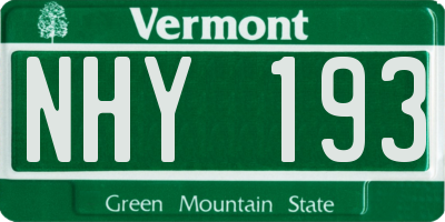 VT license plate NHY193