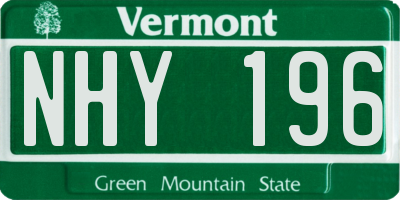 VT license plate NHY196