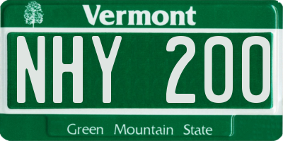 VT license plate NHY200