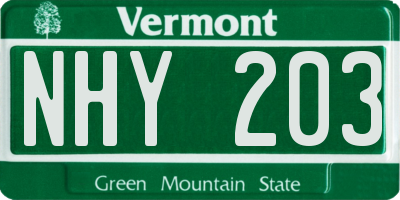 VT license plate NHY203