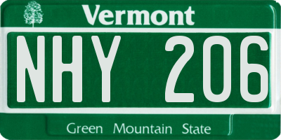 VT license plate NHY206