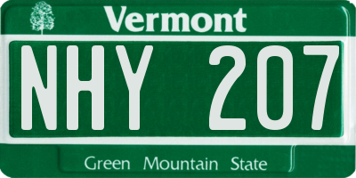 VT license plate NHY207
