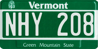 VT license plate NHY208