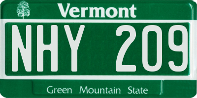 VT license plate NHY209