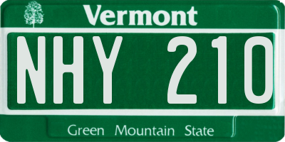 VT license plate NHY210