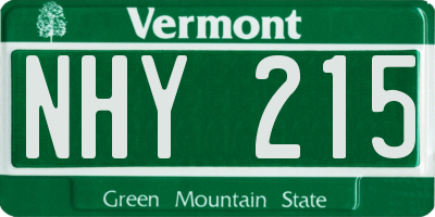 VT license plate NHY215