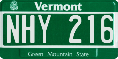 VT license plate NHY216