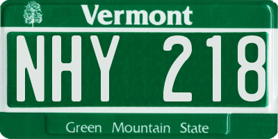 VT license plate NHY218