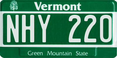 VT license plate NHY220