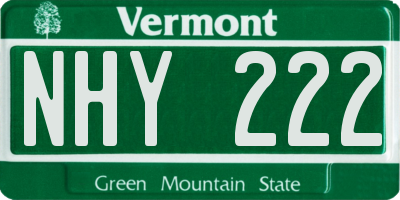VT license plate NHY222