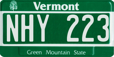 VT license plate NHY223