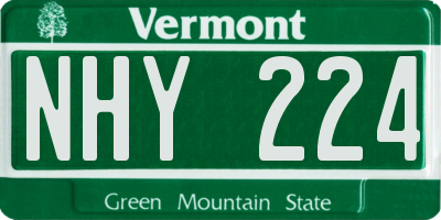 VT license plate NHY224