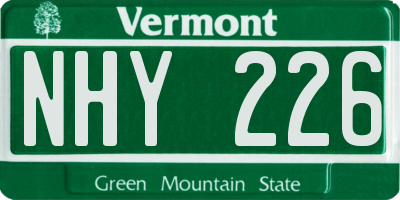 VT license plate NHY226