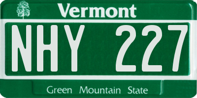 VT license plate NHY227