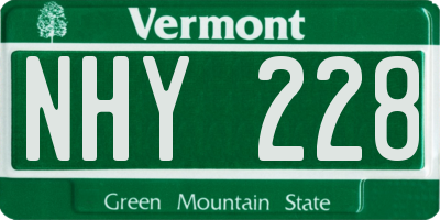 VT license plate NHY228