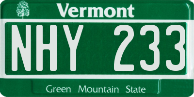 VT license plate NHY233