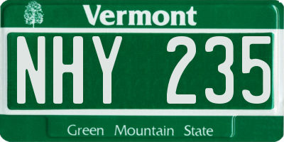 VT license plate NHY235