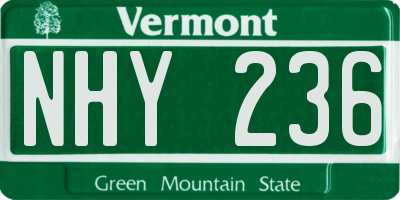 VT license plate NHY236