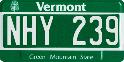 VT license plate NHY239