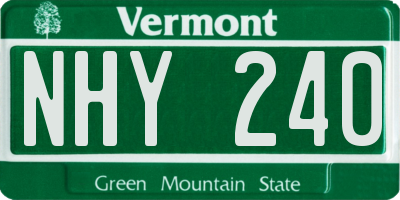 VT license plate NHY240