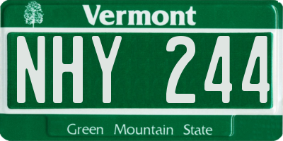 VT license plate NHY244