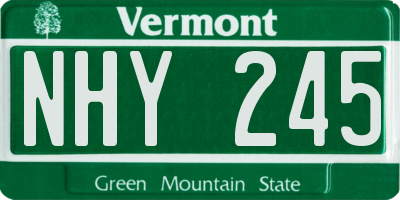 VT license plate NHY245