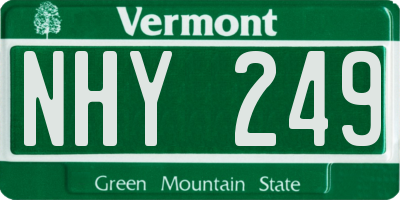 VT license plate NHY249