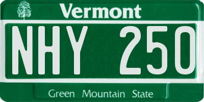 VT license plate NHY250