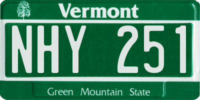 VT license plate NHY251