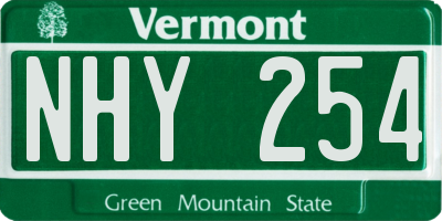 VT license plate NHY254