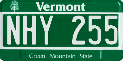 VT license plate NHY255