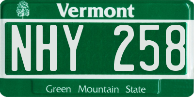 VT license plate NHY258