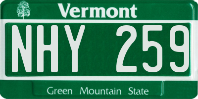 VT license plate NHY259