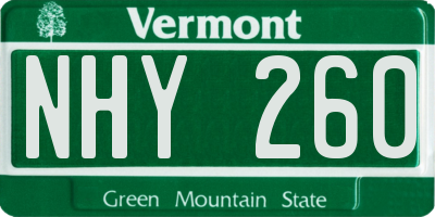 VT license plate NHY260