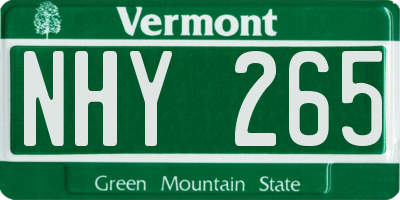 VT license plate NHY265