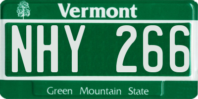 VT license plate NHY266