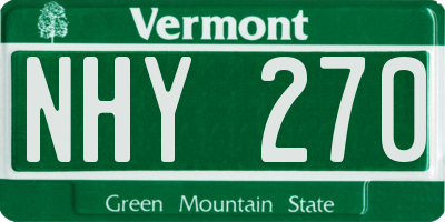 VT license plate NHY270