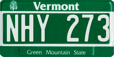 VT license plate NHY273