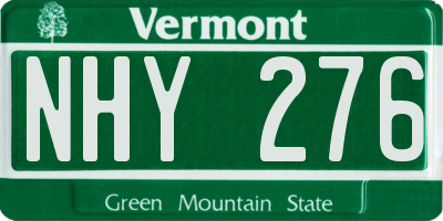 VT license plate NHY276