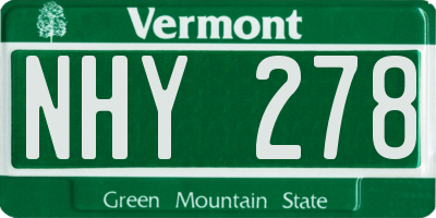 VT license plate NHY278