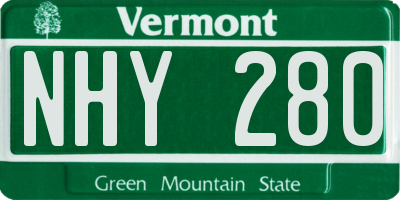 VT license plate NHY280